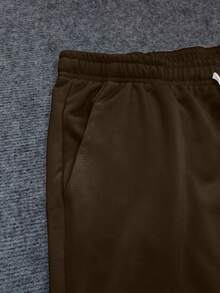 Plus Size Loose Fit Multi-Color Casual Sweatpants For Men, Drawstring Design, Comfortable & Versatile - Coffee Brown - View 8
