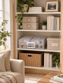 Transparent Photo Storage Organizer Box With Handle, Portable Compartment Photo Storage Box, Home Organization Use - Transparent - View 3