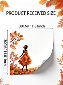 Autumn Leaf Dancer Silhouette Window Sticker, Glue-Free PVC Static Cling Decal, Creative Aesthetic Maple Leaf Butterfly Glass Sticker, Autumn Atmosphere Art Window Decal - Multicolor - View 3