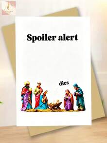 1pc Fun "Spoiler Alert" Nativity Scene Greeting Card - Humorous Christmas Card With A Witty Twist, Perfect For Birthdays, Valentine's Day, And Congratulations - Adds A Playful Touch To Any Celebration, Suitable - One Size Fits All - View 1