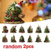 The Grinch 12/6/2pcs Acrylic Christmas Tree Hanging Ornaments, Christmas Tree Shaped Character Print, Suitable For Christmas Home Decor, Ideal Christmas Tree Decoration And Holiday Creative Small Gift - Cookie Monster - View 7