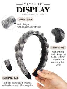 Women's Braided Hairband,Anti-Slip Tooth Design, Fashionable Hair Accessory, Suitable For Everyday Wear, Parties And Wedding Hairstyles. - Multicolor - View 3