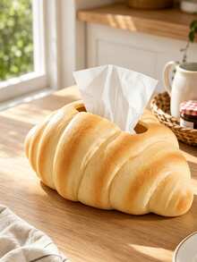 Realistic Bread-Shaped Tissue Box Holder, Creative Croissant Or Toast Bread Design, Decorative Desktop Tissue Dispenser, Suitable For Living Room, Bedroom, Kitchen, Office, Cafe And Bakery, Cute Food-Themed Desktop Home Decor, Housewarming Gift - Multicolor - View 1