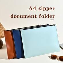 Thickened PVC A4 Document Bag Zipper Business File Folder Waterproof Paper Storage Pouch For Office School Supplies - Single Piece - View 1