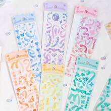 6pcs Rhinestone Ribbon Glitter Decorative Planner Stickers - One Size - View 3