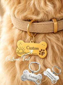 Custom Dog Bone Pet ID Tag Personalized Engraved Keychain Anti-Lost Pet ID Tag Key Ring Stainless Steel Jewelry Pet Owner Gift Letter Jewelry Daily Wear - Multicolor - View 2