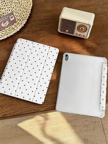 1pc Black Polka Dot Tablet Case, Compatible With IPad Mini4/Mini5/Mini6/Mini7/10.2/10.5/10.9(Air4-Air8)/Pro 11/10th Gen/A16/Pro 11 2024, Suitable For Galaxy A8 Model, Painted Pattern Soft Shell Tablet Case, Tri-Fold Stand, Auto Sleep/Wake, Built-In Pen Slot, Pen Not Included - Multicolor - View 6