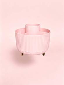 1pc Rotating Pencil Holder, White 5-Compartment PP Polypropylene Material Storage Box, Suitable For Desktop Drawer Organization Of Pencils, Markers, Colored Pens, Highlighters And Other Large Capacity Organizer Container, 360° Rotating Marker And Craft Stationery Storage Box - Rotating Flat-top Style - View 10