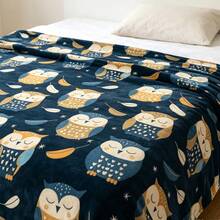 1pc Cartoon Owl Digital Print Flannel Blanket - Modern Style, Soft Comfortable Polyester Knit Fabric For All Seasons, Multi-Purpose, Suitable For Sofa, Bed, Travel, Camping, Chair, Gift Blanket - Multicolor - View 5