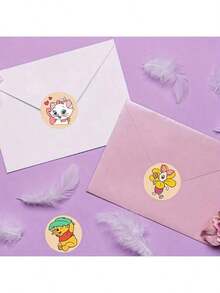 Disney 500pcs Mickey Round Stickers, Cute Mickey, Minnie, Winnie The Pooh, Donald Duck Cartoon Character Stickers, Reward Stickers, Envelope Seal Stickers, Gift Wrapping Decoration, Small Gift Decoration - Multicolor - View 7
