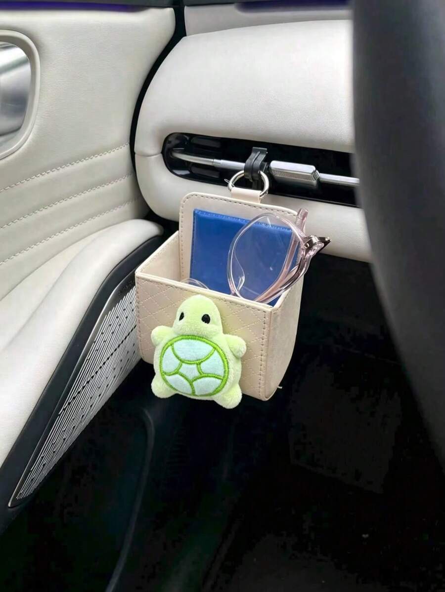 Little Turtle Car Air Vent Storage Box, Hanging Organizer Bag For Car AC Vent, Interior Accessory For Keys & Glasses Storage, Cute Car Decor - Turtle - View 1