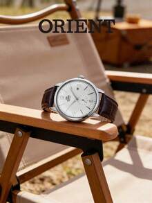 Jam Tangan Otomatis Orient Bambino Pria dengan Detik Kecil, Dial Putih, Tampilan Tanggal, Tali Kulit Cokelat, RA-AP0002S10B - Perak - View 4