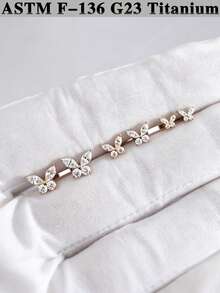 1 buah Anting Bibir Gaya Peri dari Paduan Titanium Bentuk Kupu-kupu Zirkonia dengan Ulir Dalam, Ukuran Kecil/Sedang/Besar, Bentuk Bunga, Anting Bibir, Anting Tulang Rawan Datar, Perhiasan Telinga untuk Wanita - Gambar 3 - View 2