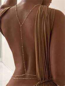 Y-Shaped Sexy Back Chain Double Layer Waist Chain One-Piece Backless Body Chain Accessory - Gold - View 1