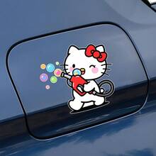 SANRIO 1pc Funny Expression Hello Kitty Cartoon Car Sticker, Suitable For Glass Body Decoration, Smooth Surfaces, Cars, Motorcycles, Electric Vehicles, Daily Decorative Fun Decals - Waterproof Easy To Apply Conceal Defects, Perfect Gift For Hello Kitty Lovers, Also A Great Gift For Family And Friends - A - View 7