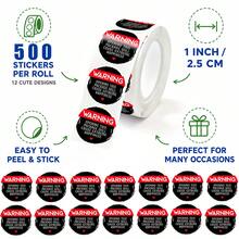 500PCS/Roll Packing Stickers Warning Labels Sealing Stickers Happy Package Stickers For Shipping And Packaging Permanent Adhesive Labels 1inch Suitable For Gifts Storage Jam Drinks Wine Packaging Labels Open This Package You Will Receive Happiness - Cartoon - View 2