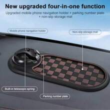 360° Rotating Military Grade Car Anti-Slip Mat - Universal Phone Holder, Hidden Parking Permit Clip, Heat Resistant Dashboard Organizer Tray, Can Hold Keys/Phone/Navigation, Silicone Non-Slip Pad, Strong Grip, No Residue, Durable Car Interior Accessory - A - View 3