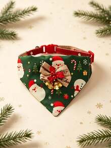 Christmas Dog Collar, Adjustable Non-Slip Design, Santa Claus And Christmas Tree Print, Christmas Cat Gift, Holiday Party Decoration, Suitable For Cats And Small Dogs - Multicolor - View 8