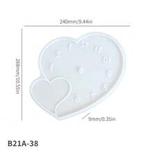 Double Heart & Round Clock Mold, Suitable For Epoxy Resin Casting, DIY Arabic Numeral Silicone Mold, Used For Wall Clocks, Handicrafts, Resin Casting, Perfect For Making Clock Gifts - Round Diamond Face Watch Mold - View 10