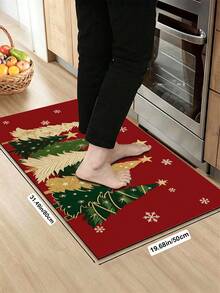 1/2pcs Christmas Floor Mat, Christmas Tree Pattern, Vintage Red Diatomaceous Earth Mat, Super Absorbent, Non-Slip, Perfect For Bathroom, Kitchen And Dining Room, Quick Drying, Ideal Home Decor And Bathroom Mat Gift, Christmas Holiday Gift! - Multicolor - View 18