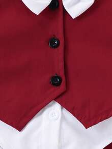 3pcs/Infant/Gentleman/Christmas/Birthday/Red Formal Outfit Set - Red - View 6