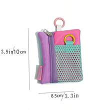 1pc Creative Dopamine Color Coin Purse Card Holder Card Sleeve Bag, Ultra-Lightweight Mesh Storage Small Bag, Multi-Functional Hanging Ornament Storage Bag - Multicolor - View 5