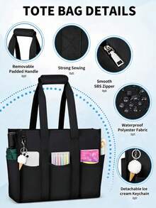 Women's Large Beach Tote Bag With Zipper, Waterproof, Lightweight, Travel Handbag, Suitable For Teachers, Pool, Nurses, Work Commute - Multicolor - View 2