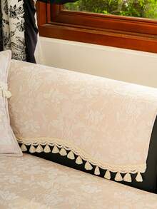 1PC French Pastoral Style Chenille Jacquard Sofa Cushion, Four-Season Universal Non-Slip Irregular Edge Tassel Decorative Seat Pad, Suitable For Sofa Protection & Decoration, Dustproof & Durable, Easy To Maintain, Pet Dirt-Resistant, Machine Washable - Beige - View 6