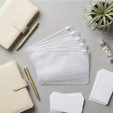 1/5/10/20Pcs A6 Clear PVC Budget Cash Envelopes, 6-Hole Loose Leaf Zipper Binder Pockets, Waterproof Document Filing Pouches For 6-Ring Planner Binder - Sets - View 4