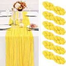 1/4/6Pcs Bright Yellow Cheese Cloth Table Runner, Suitable For Weddings, Birthday Parties, Baby Showers, Home Decor And Other Occasions. Applicable For Home, Kitchen, Dining, Tableware And Beverage Utensils As Table Centerpiece Or Decorative Item. - Multicolor - View 11
