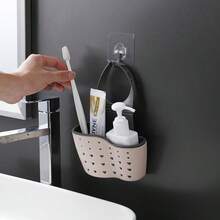 水槽懸掛式濾水籃 廚房水槽收納架 雙層懸掛式皂液與海綿瀝水架 吸盤式廚房收納架 水槽配件 適合存放海綿與抹布 廚房裝飾必備 - A - 查看 6