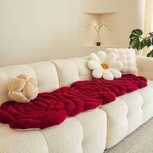 1pc Red Rose Shaped Sofa Cushion, Plush Polyester Fiber Material, Floral Pattern, All Season Anti-Slip Dust-Proof Sofa Cover, Suitable For Living Room/Bedroom Sofa Decoration, Holiday Gift - Red - View 5