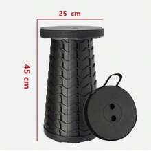 Folding Stool Portable Telescoping Seat Camping Retractable Adjustable Outdoor - Black - View 2