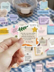 50pcs Encouraging Message Text Stickers For Decorating Switches, Water Bottles, Laptops, Phone Cases, Tablets, Luggage, Journals, Notebooks, Diaries, Scrapbooks, Planners, Guitars, Skateboards - Encouraging Comment Text - View 8