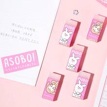 5pcs Rabbit Jelly Erasers, Office Supplies, Drawing Standard Pencil Erasers - 5pcs Pink Rabbit Sandwich Eraser - View 11