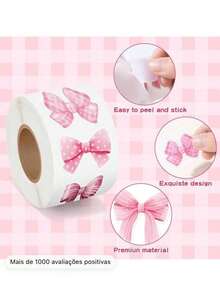 500pcs/Roll Pink Bow Sealing Stickers, Gift Box Blessing Stickers, Packaging Decoration Material - Multicolor - View 7