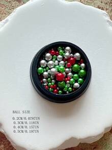 1 Bottle Mixed Size Red And Green Pearl Nail Art Decorations, Simple Versatile Christmas All-Match Accessories - Multicolor - View 8