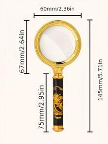 1pc Premium Exquisite Dragon Handle Magnifying Glass, 10X Magnification, Gift Magnifier, High Definition Handheld Magnifier, Anti-Drop, No Charging Required, High Power Magnifier, High Definition For Elderly Reading, Maps, Insects - Various - View 11