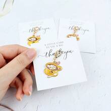 3pcs/6pcs Creative Coffee Cup Hanging Decor, Delicate Oil-Drip Alloy Pendant With Thank You English Greeting Card, Lobster Clasp For Easy Detachment, Artistic Minimalist Style, Suitable As Key Chain Or Bag Decoration, Warm Gift For Colleagues, Friends And Family For Gratitude Occasions - Ginger - View 4