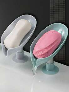 2pcs Leaf Shaped Soap Holder Draining Soap Rack Bathroom Accessories Suction Cup Soap Dish Soap Holder (The Product May Have Color Difference Due To Lighting And Production Batch Issues. The Connection Tube Color Of New And Old Models Is Different, And New And Old Models Are Shipped Randomly) - Multicolor - View 11