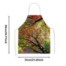 1pc Autumn Red Maple Forest Path Print Apron - Sleeveless Design, Durable & Comfortable Fit, Golden Red Maple Leaf Forest Road With Sunlight Piercing Through Trees Pattern, Suitable For Cooking, Baking And Home Cleaning, Household Cleaning, Housework Apron, Hand-Painted Handmade Gardening Apron, Atmospheric Autumn Harvest Festival Gift - Multicolor - View 16