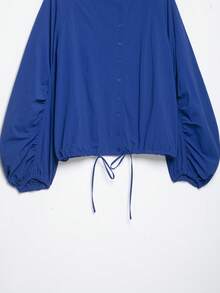 DEEKA Autumn New Women's European & American Style Fashion Minimalist Versatile Tech Fabric Button Jacket - Blue - View 8