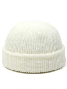 1pc Solid Color Casual Knit Fabric Beanie Hat Autumn Winter Essential Skull Cap Warm Unisex Couple Gift - A - View 11