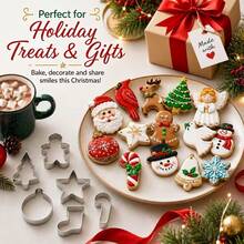 15pcs Mini Christmas Cookie Cutter Set Stainless Steel Cookie Mold Santa Claus, Snowflake, Christmas Tree, Snowman, Angel Shapes Baking Tools Small Cookie Molds - Silver - View 7