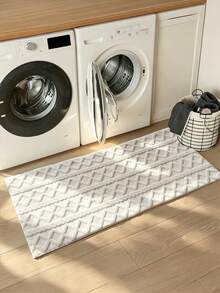 1pc Nordic Style 3D Jacquard Bathroom Rug, Creamy Style Home Bedroom Living Room Laundry Room Entryway Decorative Carpet, Soft Skin-Friendly Comfortable Foot Feel Easy To Clean Doormat, Soft Bedside Decorative Rug, Home Decor Room Decoration, Light Luxury INS Style Home Decor Mat, Skin-Friendly Breathable Easy To Maintain - Beige - View 9