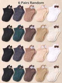 6/12/24 Pairs Random Animal Pattern Toddler Socks, Earth‑Tone, Fall Socks, Halloween, Christmas, Newborn Baby Essentials, Baby Essentials, Baby Shower - Multicolor - View 10