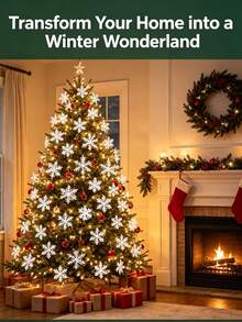 Christmas Snowflake Decorations - White Plastic Snowflakes, Suitable For Christmas Trees, Weddings And Window Decor, Ideal For Holiday And Party Celebrations, Create Christmas Atmosphere, Winter Essential - Multicolor - View 2