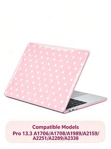 Pink & White Polka Dot Hard Shell Laptop Protective Case, Compatible With MacBook Air Pro, Cute Polka Dot Pattern PC Hard Shell Shockproof & Scratch-Resistant Laptop Protective Case, Fits 13 14 15 16 Inch - View 10