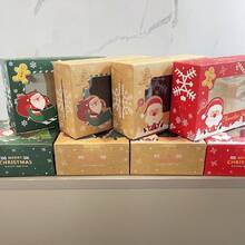 5pcs/Pack 4-Grid/6-Grid Large Capacity Transparent Window Visible Built-In Paper Tray & Card Slot Thick Sturdy Kraft Paper Christmas Baking Dessert Gift Packaging Box Rich Holiday Atmosphere Brown Rectangular Large Window Style Christmas New Year Party Home Gathering Store Dessert Takeout Corporate Gift Box Donut Cupcake Pastry Packaging - Multicolor - View 10