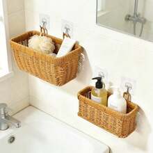 Wall Hanging Storage Basket Container Decorative Basket Hand Woven Kitchen Storage Basket For Garden Flower Pot Living Room - Brown - View 2